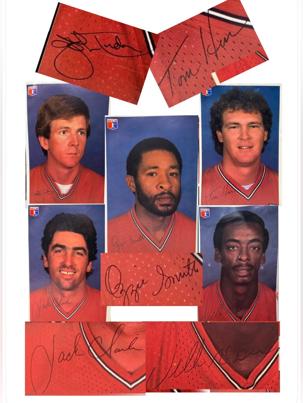 🌺Cardinals Autographed Pics Ozzy/Willie McGee/Jack Clark/Tom Herr/JohnTudor🌸🌺